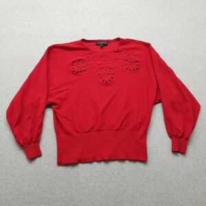 Joseph A‎ Sweater Womens Medium Red Long Sleeve Round Neck Rayon Blend